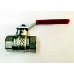 BALL VALVE, FEMALE/FEMALE, 1/2" (15MM), WITH RED LEVER HANDLE