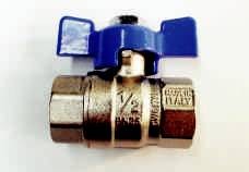 BALL VALVES, BRASS, FEMALE/FEMALE, WITH TEE HANDLE, BSP THREADS, MADE IN ITALY (6)