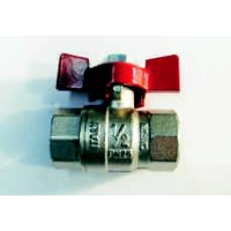 BALL VALVE, FEMALE/FEMALE, 1/2" (15MM), WITH RED TEE HANDLE