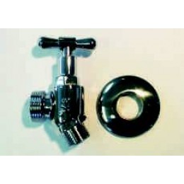 HOSE TAP, MALE/MALE, POLISHED BRASS WITH HIGH CHROME FINISH AND CHROME COVER FLANGE, VS-1903-MC