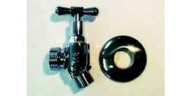 HOSE TAP, MALE/MALE, POLISHED BRASS WITH HIGH CHROME FINISH AND CHROME COVER FLANGE, VS-1903-MC