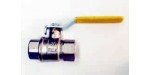 GAS BALL VALVE, FEMALE/FEMALE, 3/8", (10MM), WITH YELLOW LEVER HANDLE