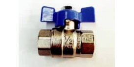 BALL VALVE, FEMALE/FEMALE, 1/2" (15MM), WITH BLUE TEE HANDLE