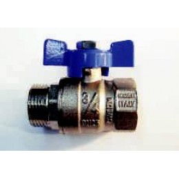 BALL VALVE, MALE / FEMALE, 3/4" (20MM), BLUE TEE HANDLE