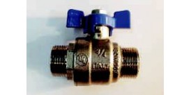 BALL VALVE, MALE/MALE, 1/2" (15mm), BLUE TEE HANDLE 