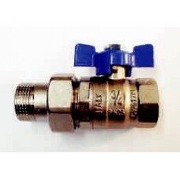 BALL VALVE MALE/FEMALE UNION, 1/2" (15MM), WITH BLUE TEE HANDLE