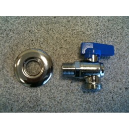 DISHWASHER TAP, MALE/MALE, BLUE, WITH CHROME COVER FLANGE