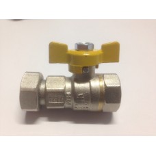 GAS BALL VALVES, BRASS, FEMALE/FEMALE WITH SWIVEL FEMALE FITTING ON ONE END, TEE HANDLE, MADE IN ITALY (4)