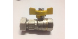 GAS BALL VALVE, FEMALE FEMALE WITH ONE SWIVEL END, 3/4" (20MM) YELLOW TEE HANDLE