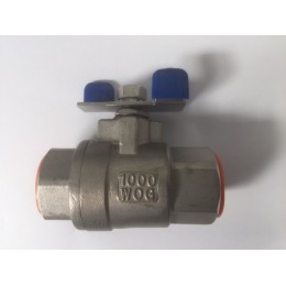 SS316 Ball Valve, 25mm, Female/Female, Tee Handle, 1000wog, BSPT Tapered Threads