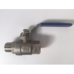 SS316 Ball Valve, 25mm, Male/Female, Lever Handle, 1000wog, BSPT Tapered Threads